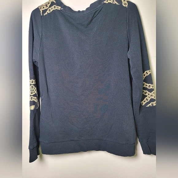 Women's Adidas Trefoil Black and Gold Chain Print Sweatshirt, Size Medium - Picture 3 of 5